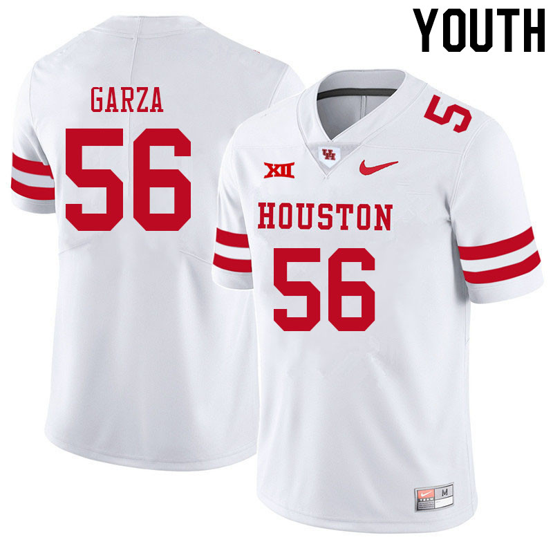 Youth #56 Jacob Garza Houston Cougars College Big 12 Conference Football Jerseys Sale-White - Click Image to Close